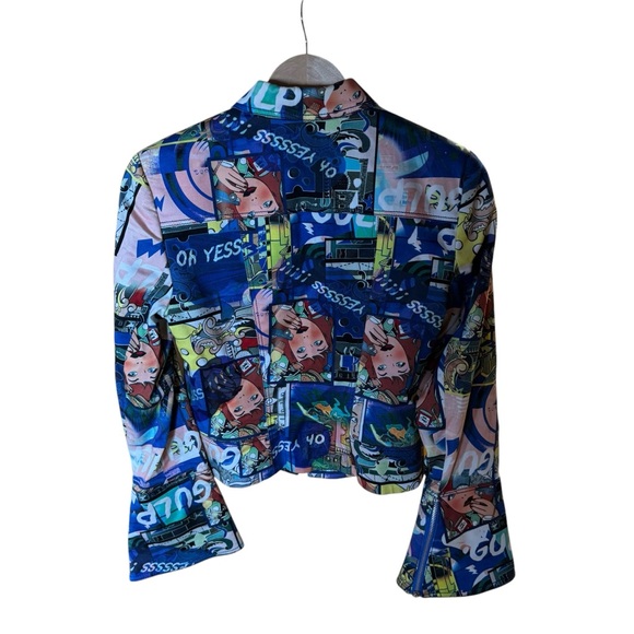 Alberto Makali size 4 bell sleeve comic‎ book cartoon crop jacket - Picture 2 of 10
